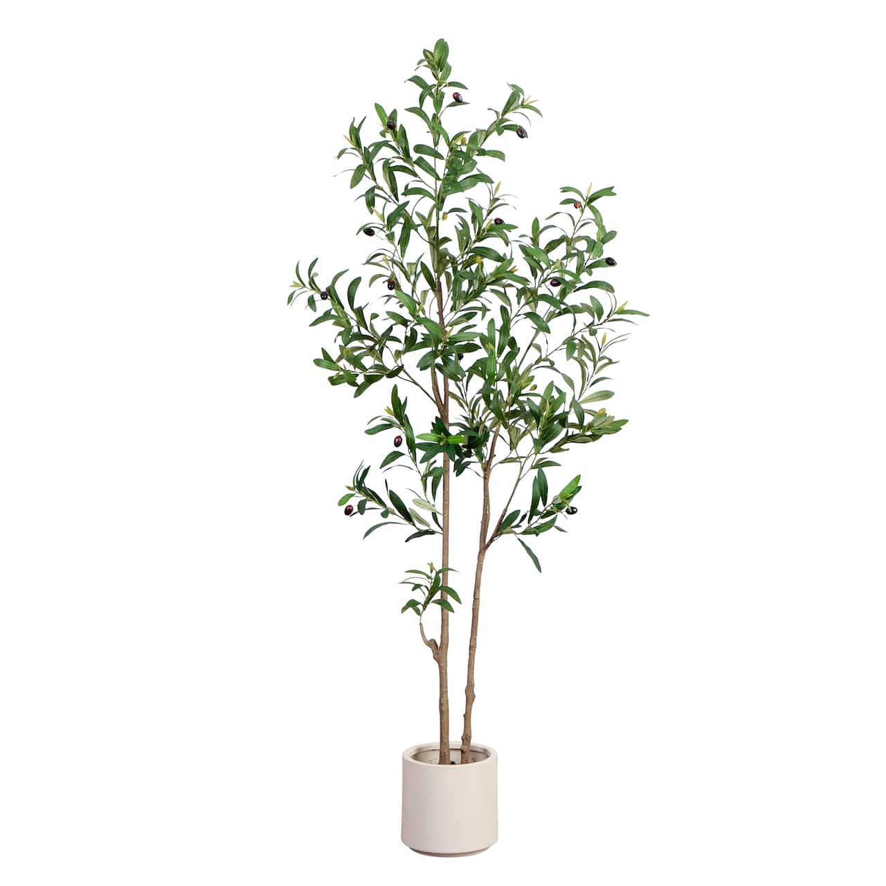 5ft. Artificial Minimalist Olive Tree in White Decorative Planter